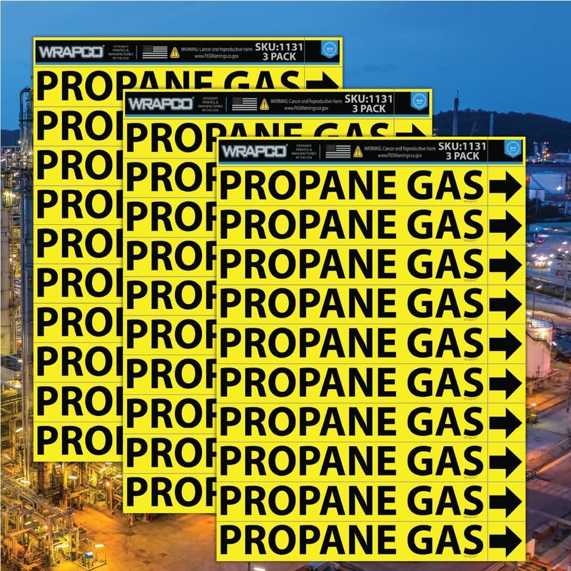 Wrapco (30 Pack) Propane Gas Pipe Markers with Arrows 1 x 8 inch – Durable Gas Line Identification Stickers, Warning Labels, and PVC Pipeline Tags for Safety and Compliance - Image 3